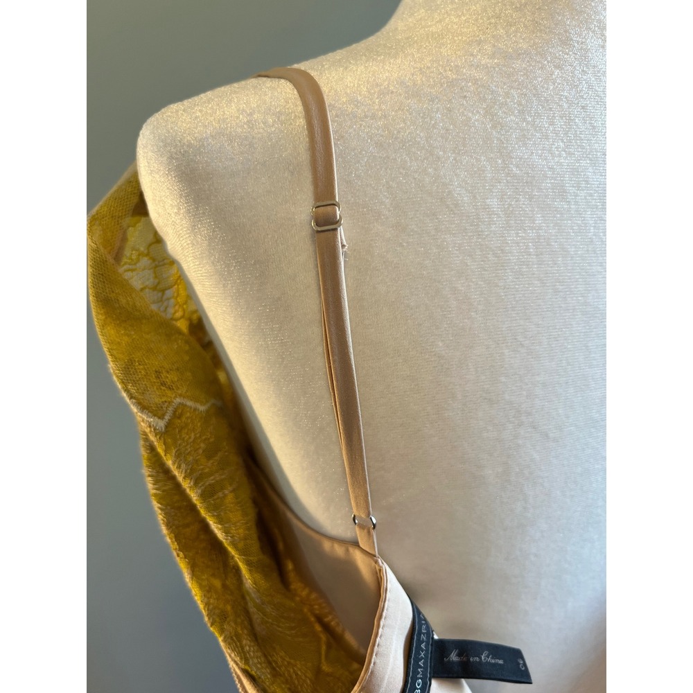 BCBGMAXAZRIA Mustard Yellow Lace‎ Floral Embroidered Sheath Dress Size 6 - Picture 10 of 11